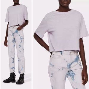 AllSaints Benno Tee Cropped Boxy Short Sleeve T-shirt Lavender Purple top crop